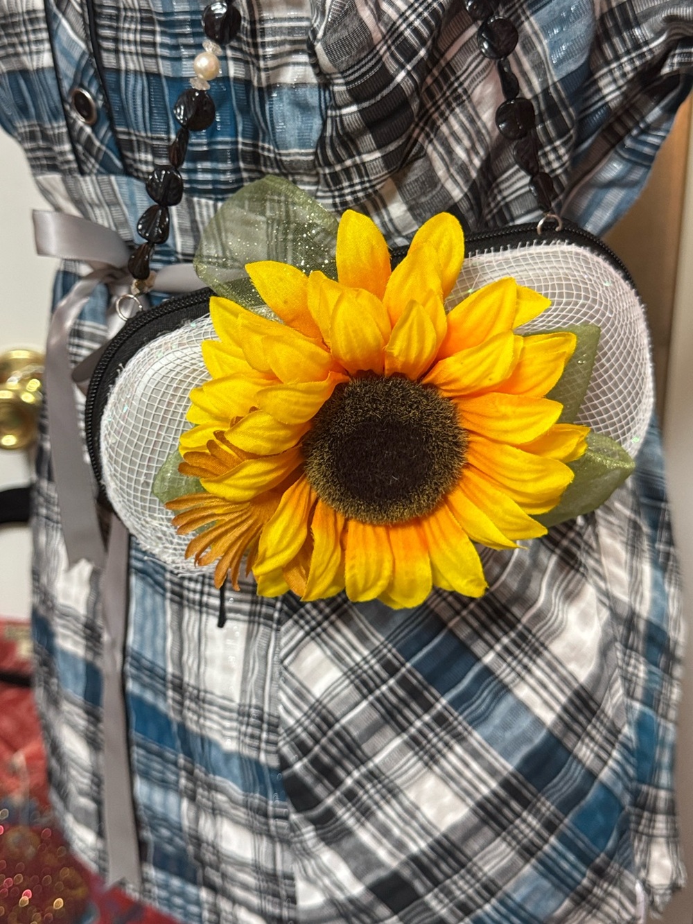 Mini Crossbody Bag with Yellow Sunflower Accent